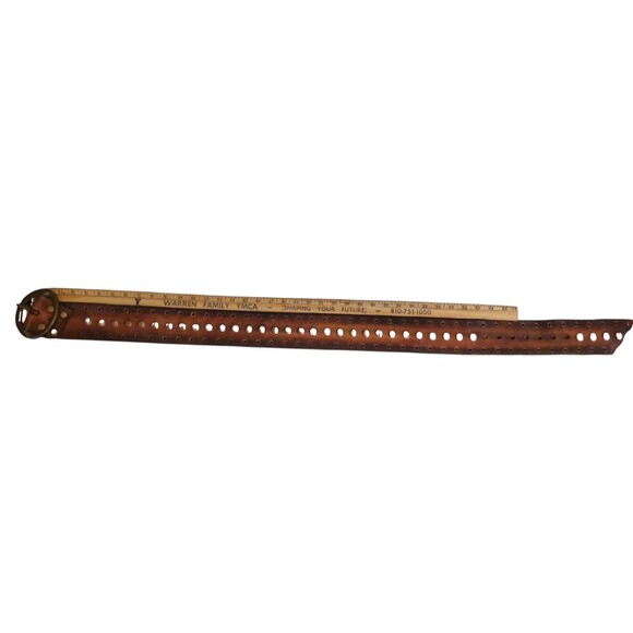 Handmade Studded Leather Wide Leather Belt Western Belt Antique Brass Sz 36 main image 5
